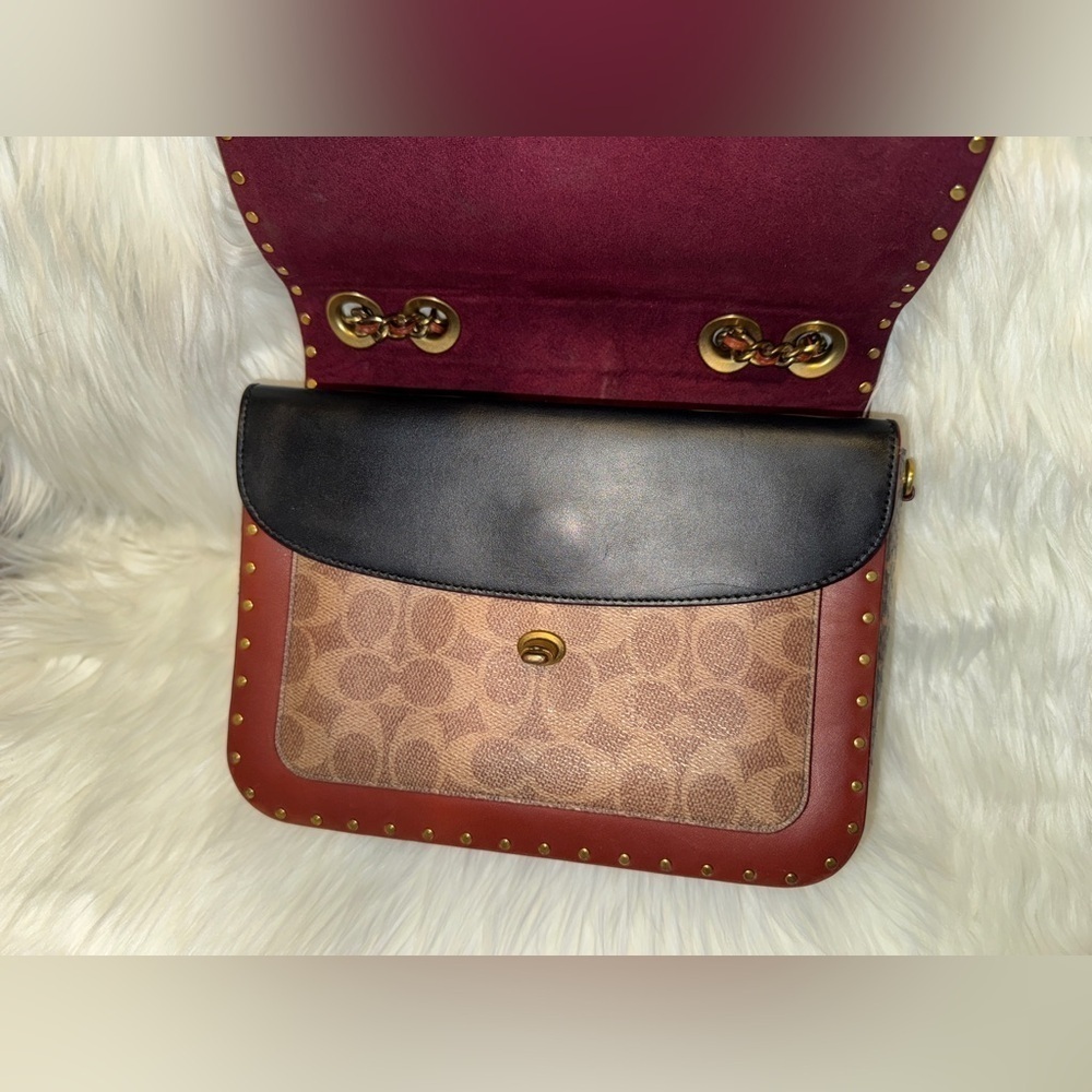 Coach Parker with Rivets and Snakeskin Purse - Picture 2 of 12